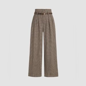 Cider Brown Houndstooth Trousers with Belt Size Medium NWT